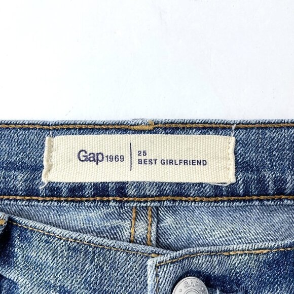 GAP Women's Jeans Best Girlfriend Straight Leg Distressed Embroidered size 25 - Picture 7 of 9
